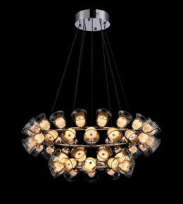 Chandelier with multiple lights on a black background