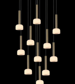 Chandelier with multiple pendant lights on a black background