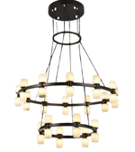 Modern chandelier with multiple light bulbs on a white background