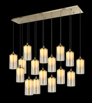 Modern chandelier with multiple hanging lights on a black background