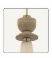 Pendant light with stone-like design on a white background