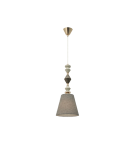 Pendant light with geometric design on a white background