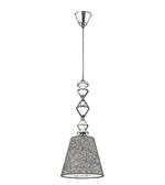 Pendant light with decorative shade on a white background