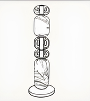 Black and white line drawing of a decorative vase with marbled design
