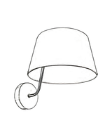 Line drawing of a wall-mounted lamp with a shade on a white background