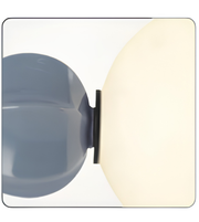 Compact mirror with a black frame featuring a gray and beige color scheme.