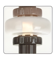 Decorative wall light fixture with a brown and clear design on a white background