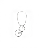 Technical line drawing of a modern wall sconce featuring a frosted glass shade and decorative spherical glass accent.