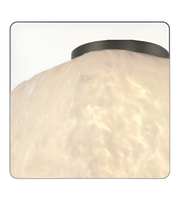 Ceiling light fixture with textured white glass shade and black metal fixture