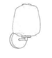 Line drawing of a water bladder with a valve on a white background