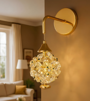 Decorative wall sconce with crystal ball in a living room setting