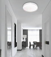Modern waved edge LED ceiling light with textured acrylic border and frosted diffuser for bedrooms, hallways, kitchens, living rooms, and contemporary interiors.