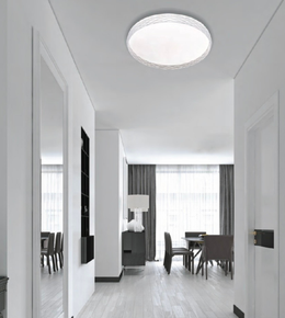 Modern waved edge LED ceiling light with textured acrylic border and frosted diffuser for bedrooms, hallways, kitchens, living rooms, and contemporary interiors.