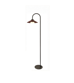 Floor lamp with a brown shade on a white background