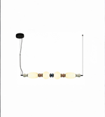 Modern pendant light with glass bulbs on a white background
