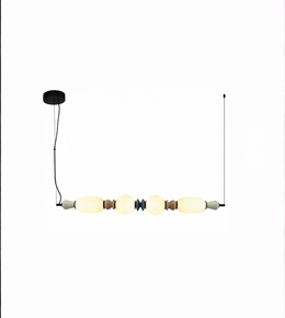 Modern pendant light with glass bulbs on a white background