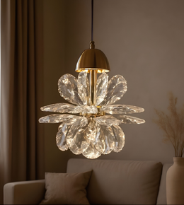 Decorative ceiling light fixture in a living room setting