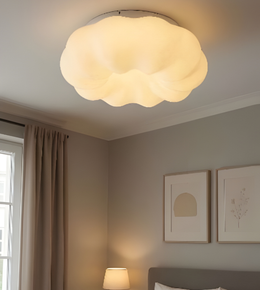 Ceiling light fixture in a room with neutral decor