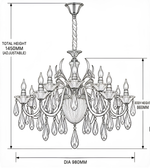  Chandelier dimension illustration showing a 980 mm diameter, 660 mm body height, and 1,450 mm adjustable total hanging height.