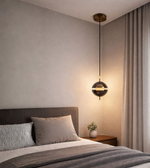 Daya Worldwide premium orb pendant light hanging from ceiling, modern decorative lighting fixture with spherical design.