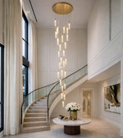Elegant Daya Worldwide Lumina Drop Staircase Chandelier with multiple tiers and intricate design, perfect for grand staircases and high ceilings.