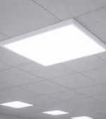 2x2 48W LED backlit panel light installed in office grid ceiling with 5280 lumens output