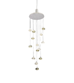 Modern pendant light with multiple hanging lights on a white background