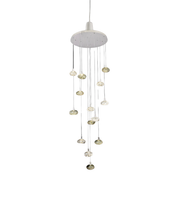 Modern pendant light with multiple hanging lights on a white background