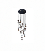 Decorative hanging mobile with multicolored beads on a white background