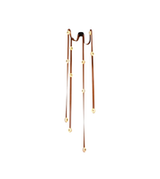 Long earrings with brown and gold elements on a white background