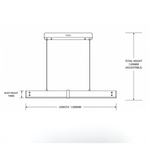 Technical dimension drawing of modern linear pendant light showing 1200MM length, 70MM body height, and 1200MM adjustable total hanging height.
