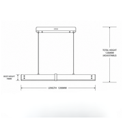 Technical dimension drawing of modern linear pendant light showing 1200MM length, 70MM body height, and 1200MM adjustable total hanging height.
