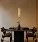 Daya Worldwide Aurora Beam Pendant light hanging with a sleek, modern design and warm illumination.